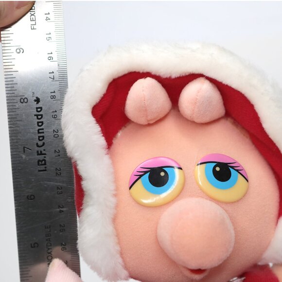 Vintage 1987 Baby Miss Piggy Muppets Plush Toy Christmas Stuffed Animal - Picture 9 of 10